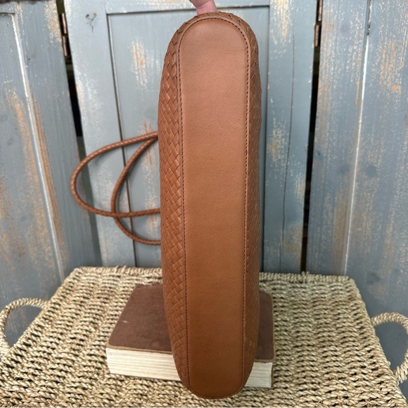 Quince Italian Leather Handwoven Tote Small Cognac NWOT - Picture 8 of 14